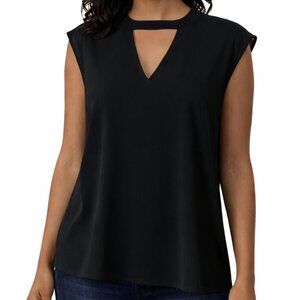 DR2 by Daniel Rainn Women’s Keyhole Pleat Back Cap Sleeve Black Top Size S